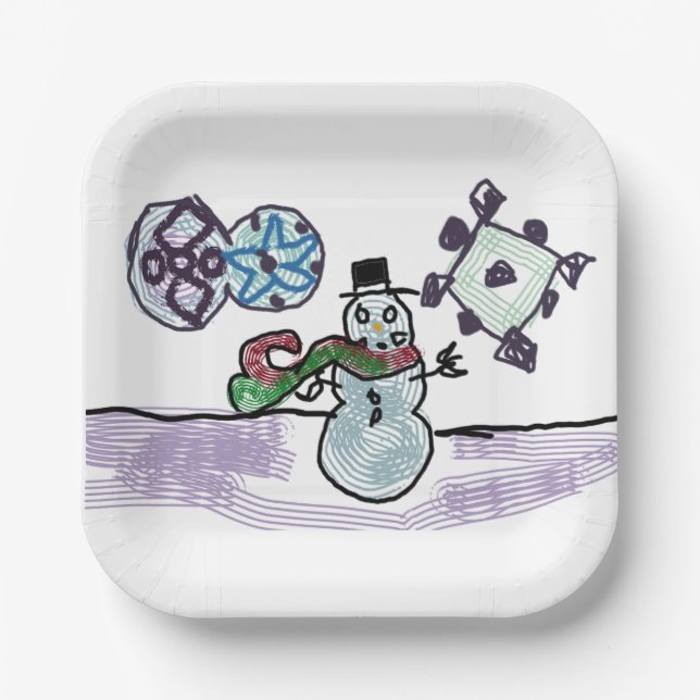 Snowman joy paper plate (Front)