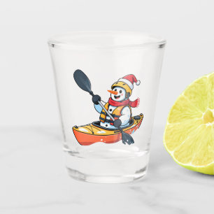 Snowman Kayaker Christmas 2026 Holiday Water Sport Shot Glass