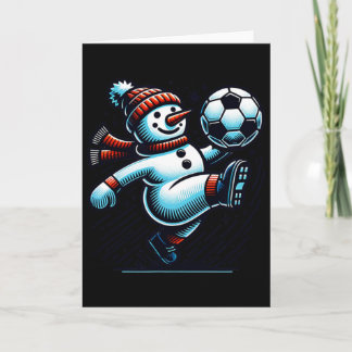 Snowman Kicking A Soccer Ball  Card