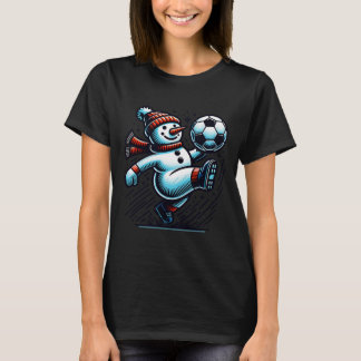Snowman Kicking A Soccer Ball  T-Shirt