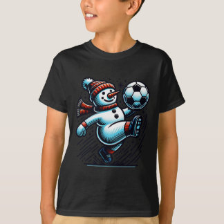 Snowman Kicking A Soccer Ball  T-Shirt