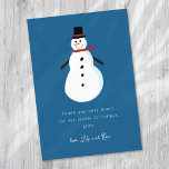 Snowman Kids Christmas Thank You Card<br><div class="desc">A modern Christmas thank you card</div>