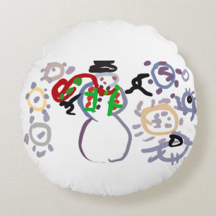 Snowman kind round cushion