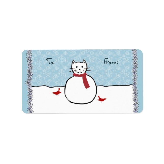 Snowman Kitty Christmas Gift Tags (Front)