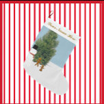 Snowman Large Christmas Stocking<br><div class="desc">This Snowman Large Stocking features a snowman,  two gingerbread kids,  and a pine tree.. This design is available on a number of products at our Zazzle store,  MarBeth Holidays,  at http://www.zazzle.com/MarBethHolidays.</div>