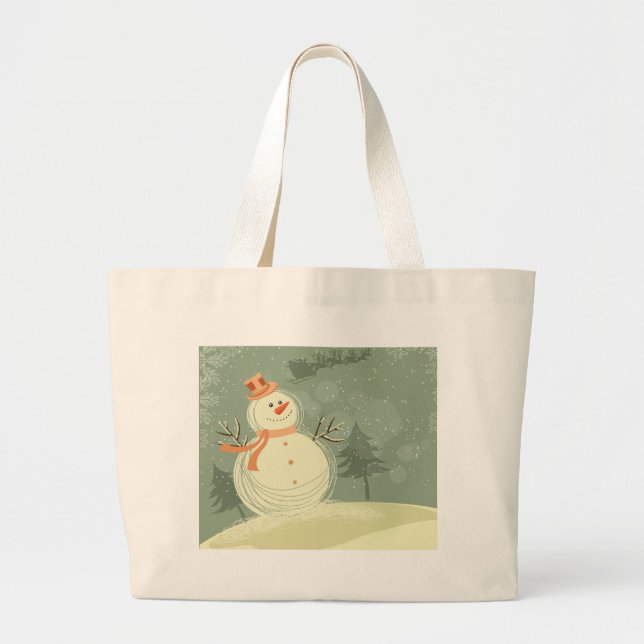 Snowman Large Tote Bag (Front)