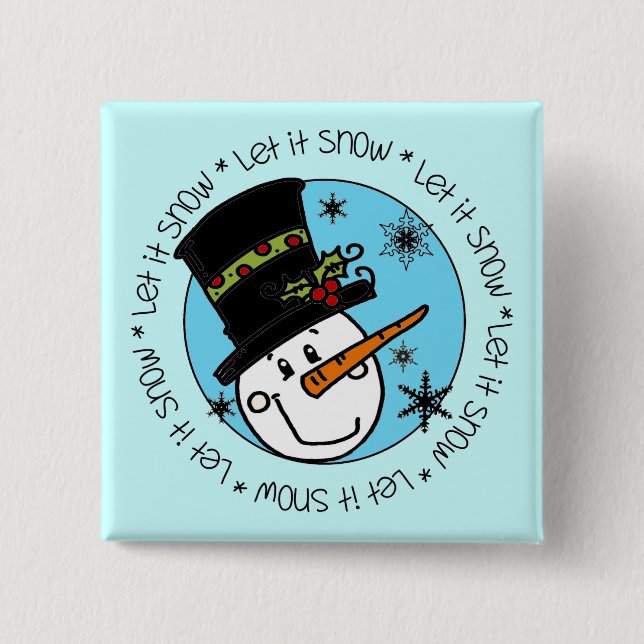 Snowman Let It Snow 15 Cm Square Badge (Front)