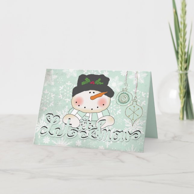 Snowman Let it Snow Christmas Greeting Card (Front)