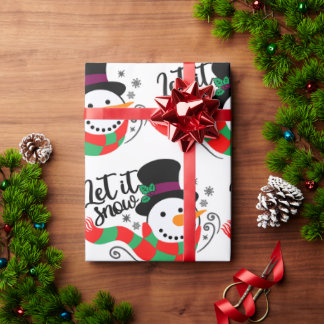 Snowman Let It Snow Christmas Wrapping Paper