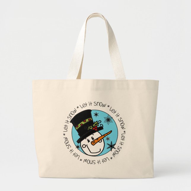 Snowman Let It Snow Large Tote Bag (Front)