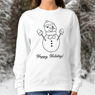 Snowman Line Art Illustration With Custom Text Sweatshirt