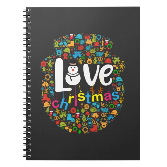 Snowman Love Christmas Decorations Notebook (Front)
