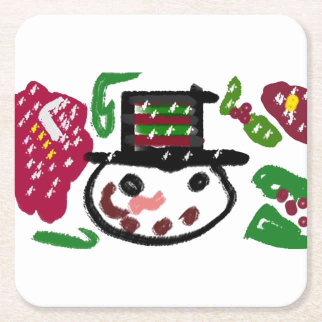 Snowman lover  square paper coaster (Front)