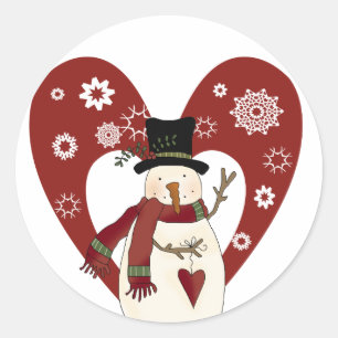Snowman Loves Snow T-shirts and Gifts Classic Round Sticker