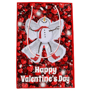 Snowman Making a Snow Angel Valentine's Day Medium Gift Bag