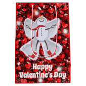 Snowman Making a Snow Angel Valentine's Day Medium Gift Bag (Back)