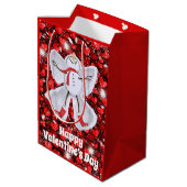 Snowman Making a Snow Angel Valentine's Day Medium Gift Bag (Back Angled)