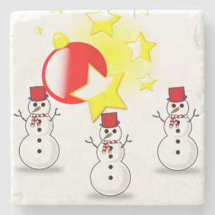 Snowman Marble Stone Coaster Christmas