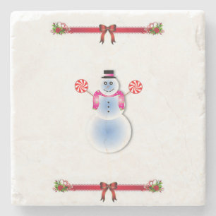 Snowman Marble Stone Coaster Christmas