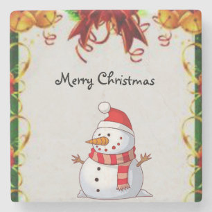 Snowman Marble Stone Coaster Christmas