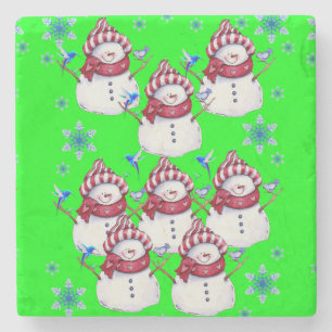 Snowman Marble Stone Coaster Christmas