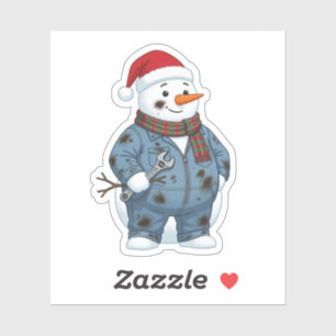 Snowman Mechanic Christmas 2026 Holiday Blue Colla