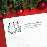 Snowman Merry Christmas<br><div class="desc">Our festive return address label features the saying "Merry Christmas" with holly berries and three snowmen faces. It's the perfect way to let your friends and family know where you live during the holiday season. This label is sure to add a touch of holiday cheer to your mail and get...</div>