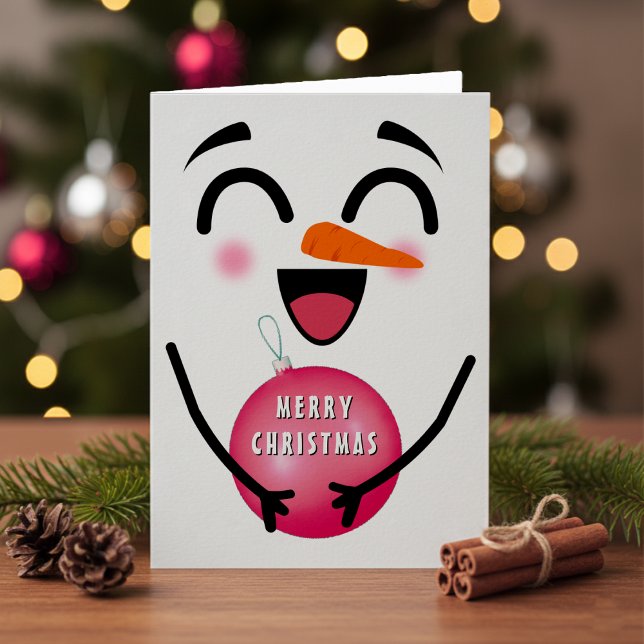 Snowman Merry Christmas Cute Smiling Face Winter Card (Snowman Merry Christmas Cute Smiling Face Winter Card
)