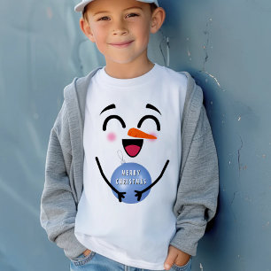 Snowman Merry Christmas Cute Smiling Face Winter T-Shirt