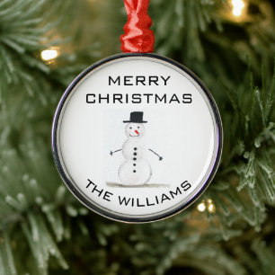 Snowman Merry Christmas Festive Winter Cute  Metal Tree Decoration