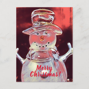 Snowman Merry Christmas Holiday Postcard