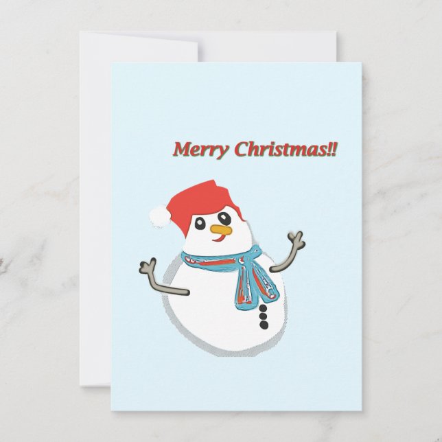 Snowman. Merry christmas! Invitation (Front)