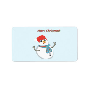 Snowman. Merry Christmas. Label