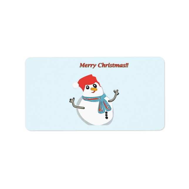 Snowman. Merry Christmas. Label (Front)