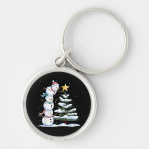 Snowman Merry Christmas Santa Claus Tree Snow Fami Key Ring