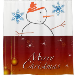 Snowman Merry Christmas shower curtain