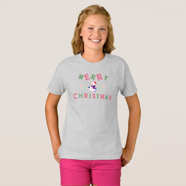 Snowman Merry Christmas  T-Shirt (Front Full)