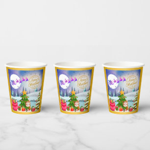 Snowman Merry Christmas Tree Gift & Happy New Year Paper Cups