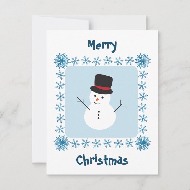 Snowman Merry Christmas winter greeting card (Front)