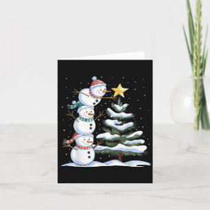Snowman Merry Christmas Xmas Tree Snow Family Paja Card