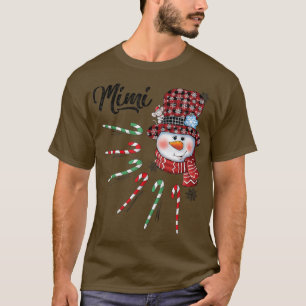 Snowman Mimi Candy Cane Red Plaid Christmas Gifts T-Shirt