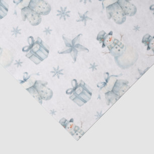Snowman & Mittens Tissue Paper – Blue Winter Gift