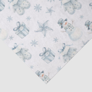Snowman & Mittens Tissue Paper – Blue Winter Gift 