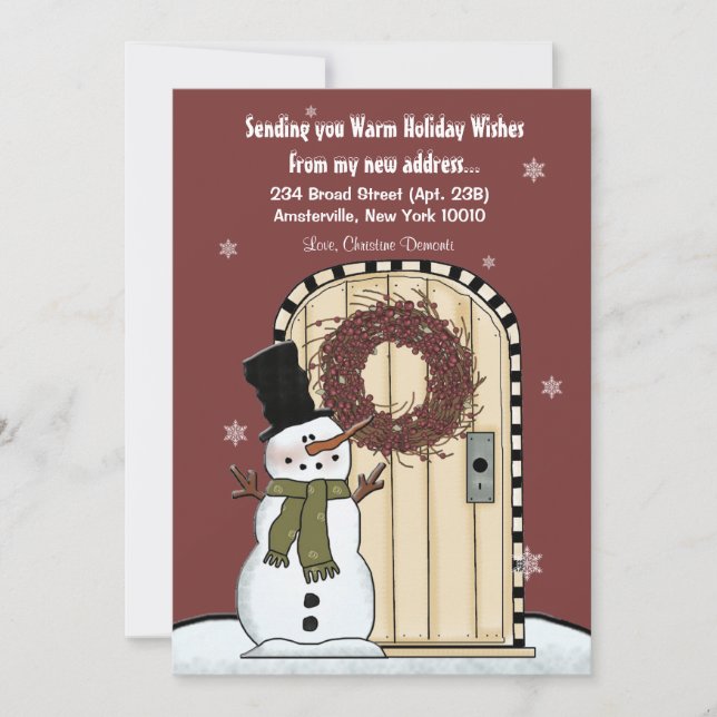 Snowman Moving Announcement Card (Front)