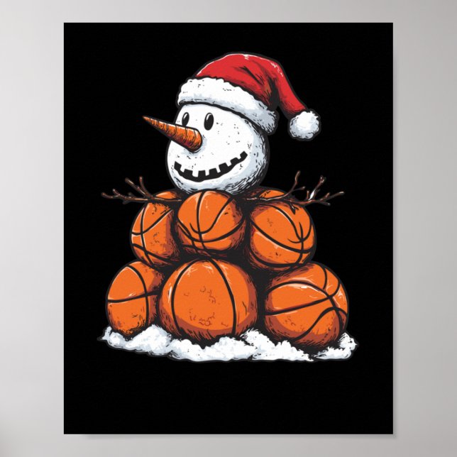 Snowman Mvp Basketball Christmas  Poster (Front)