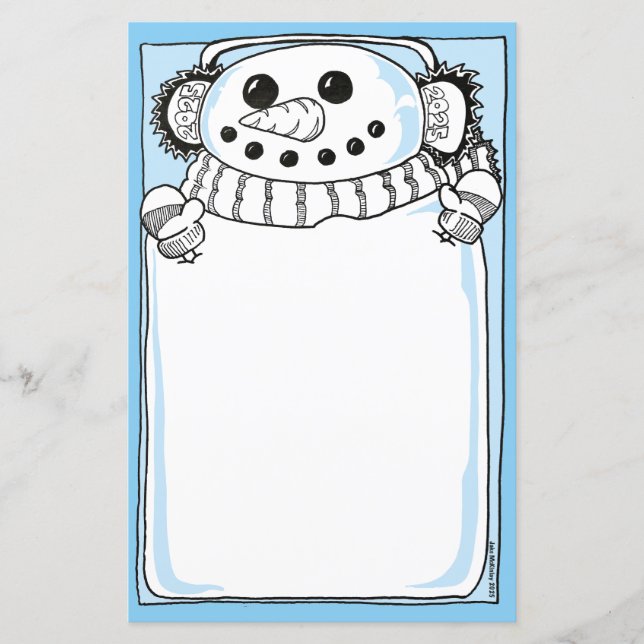 Snowman New Year's resolution paper; half-page (Front)