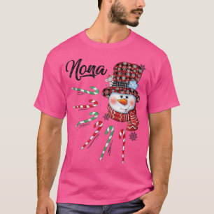 Snowman Nona Candy Cane Red Plaid Christmas Gifts T-Shirt