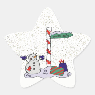 Snowman & North Pole - Star Sticker