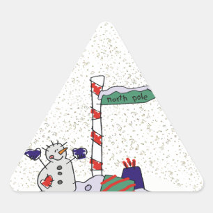 Snowman & North Pole - Triangle Sticker