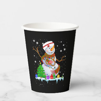 Snowman Nurse Christmas Lights Xmas Paper Cups
